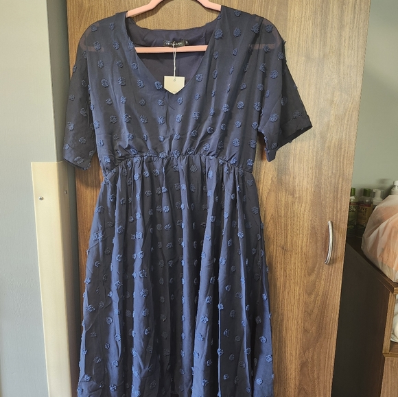 Women Summer Dress V-Neck Dot Short Sleeve - Picture 2 of 6